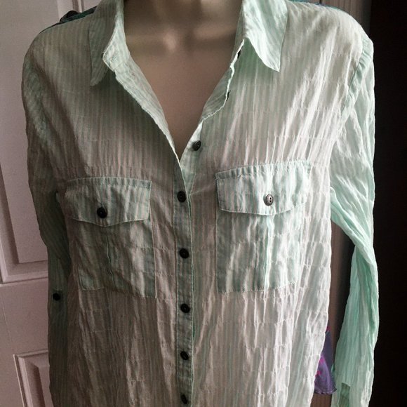 Free People Mixed Media Blouse NWT - Picture 2 of 16